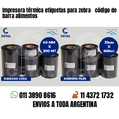 Impresora térmica etiquetas para zebra  código de barra alimentos